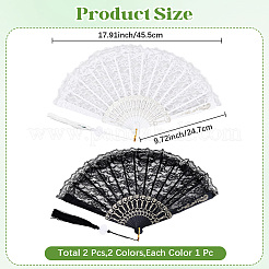 2шт. 2-х цветные складные веера из пластика и ткани AJEW-CN0003-79