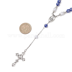 Четки из акрила и пластика CCB с подвеской в виде креста из сплава.&nbsp;NJEW-JN05856-02