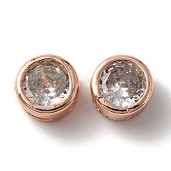 Ciondoli diapositiva in ottone placcato a cremagliera con micro pavé di zirconi&nbsp;KK-C020-13RG