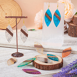 12шт 6 цвета прозрачной смолы и орехового дерева большие подвески&nbsp;WOOD-TA0002-46