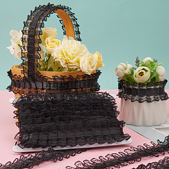 10 ярд полиэстеровой плиссированной цветочной кружевной отделки OCOR-GF0003-88B