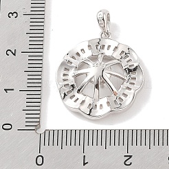 スターリングシルバーのペグベイルペンダント925個  キュービックジルコニア付き  中空の花のチャーム  片穴パーツ用  プラチナメッキ  23x21x6mm  穴：3x4mm  ピン：1mm&nbsp;STER-B003-06P