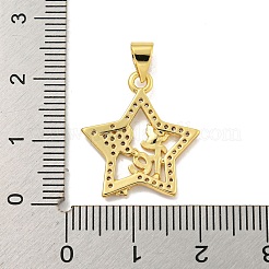 Ciondoli in ottone con placcatura a cremagliera con micro pavé di zirconi chiari&nbsp;KK-B091-49G-03