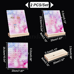 アクリルイヤリングディスプレイスタンド  ウッドベースと  L字型  カラフル  25.5x8x20cm  穴：3mm&nbsp;EDIS-WH0029-29B