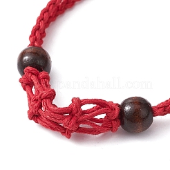 Изготовление регулируемого плетеного браслета-мешочка из вощеного хлопка в технике макраме&nbsp;BJEW-JB09698-02