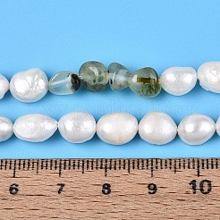 Натуральные самородки пренита и нити бусин из натурального культивированного пресноводного жемчуга PEAR-N023-01A-10