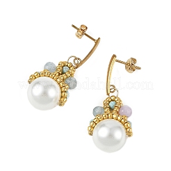 Boucles d'oreilles pendantes pour femmes en jade blanc naturel&nbsp;EJEW-MZ00783
