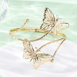 Bracelets manchettes papillon en alliage pour filles et femmes&nbsp;LS-AJEW-A063-01I-G