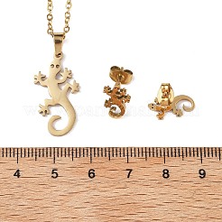 Комплекты из ожерелий и серег-гвоздиков из нержавеющей стали Gecko 201 для женщин SJEW-Q025-07G