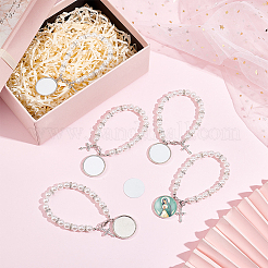 Набор для изготовления браслета из сплава с пустым куполом своими руками и цепочками из искусственного жемчуга&nbsp;BJEW-UN00002