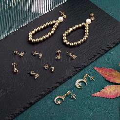 5 пара фурнитуры для серег из латуни с микропаве из кубического циркония KK-SZ0005-96