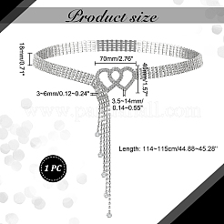 Ремень-цепочка из железа и стекла со стразами и латунной пряжкой в форме сердца AJEW-WH0505-80