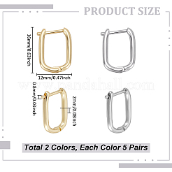 10 par de pendientes de aro de latón de 2 colores.&nbsp;EJEW-UN0003-21