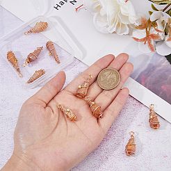 10 шт. гальванизированные необработанные натуральные кварцевые кристаллы медные подвески в обертке из проволоки FIND-FH0009-12B