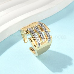 Латунные микро проложить манжеты кольца кубического циркония RJEW-D307-05G-B