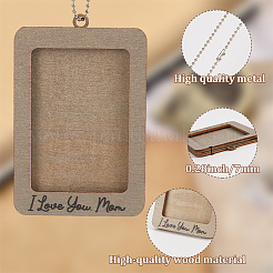 Прямоугольник со словом я люблю тебя мама деревянная подвесная фоторамка&nbsp;HJEW-SP0001-19B