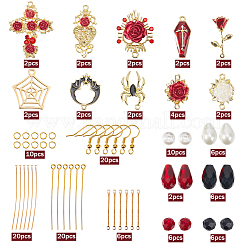 DIY-Set zur Herstellung von Ohrringen aus roter Gothic-Rosenblume&nbsp;DIY-SC0024-35