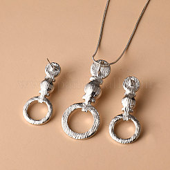 Комплекты из ожерелий и серег-гвоздиков из сплава колец FS-WG38D5D-01