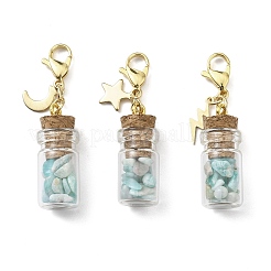 Натуральный амазонитовый осколок внутри стеклянной бутылки желаний подвеска украшение&nbsp;HJEW-JM03130-01