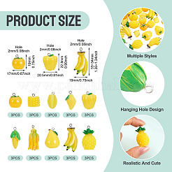 30 colgante de resina opaca con temática de frutas y verduras en 10 estilos&nbsp;AJEW-TA0005-77