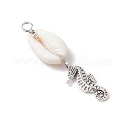 8 шт. 8 стиля подвески из натуральной ракушки каури и сплава в виде морских животных PALLOY-JF03750