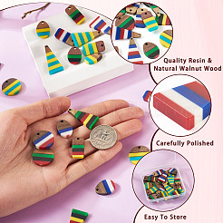 24 шт. 12 подвески из эпоксидной смолы и орехового дерева RESI-TA0003-86