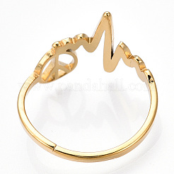 Ionenplattierung (IP) 304 Edelstahl Herzstück mit verstellbarem Peace-Zeichen-Ring&nbsp;RJEW-T027-04G