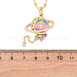 Ожерелья с подвеской в виде планеты и созвездия из нержавеющей стали 304 с перламутровой эмалью NJEW-D310-01F-G