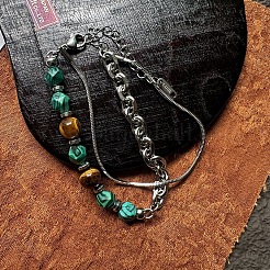 Браслеты из двухслойной цепочки из нержавеющей стали 201 (трос и змеевидная цепочка).&nbsp;FS-WG81892-01