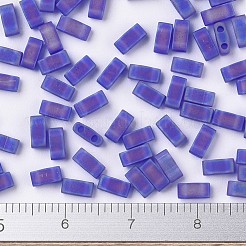 MIYUKIハーフティラビーズ  日本製シードビーズ  2の穴  （htl151fr）マット透明コバルトab  5x2.3x1.9mm  穴：0.8mm  約1250個/50g&nbsp;SEED-X0054-HTL151FR