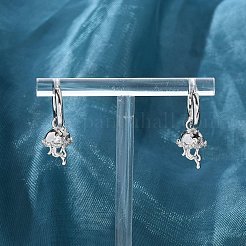 Серьги-кольца из латуни с прозрачным фианитом&nbsp;EJEW-Q014-04P