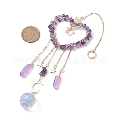 Бусины из натурального аметиста с латунной фурнитурой HJEW-JM01814-02