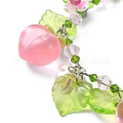 Браслет с подвеской в виде цветка из стекла&nbsp;BJEW-JB09435-01