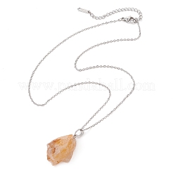 Colliers avec pendentif en forme de pépite de quartz jaune naturel&nbsp;NJEW-JN04507-04