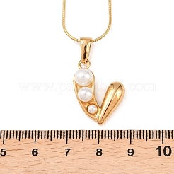 Halsketten aus Edelstahl 304 mit Anhänger aus Acryl-Imitatperlen&nbsp;NJEW-H088-05C-G
