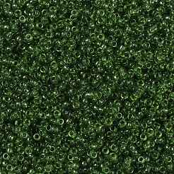 MIYUKIラウンドロカイユビーズ  日本製シードビーズ  （rr158)透明オリーブ  15/0  1.5mm  穴：0.7mm  約5555PCS /ボトル  10 G /ボトル&nbsp;SEED-JP0010-RR0158