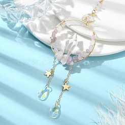 Украшения из натуральных аметистов в проволочной обертке и подвески из латунных колец HJEW-TA00102-02