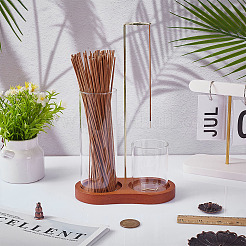 Подсвечник на стеклянной и деревянной основе&nbsp;AJEW-WH0455-260