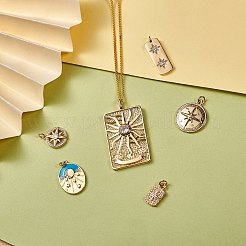 6шт 6 стиля латунные подвески с микропаве и кубическим цирконием&nbsp;KK-SZ0003-87