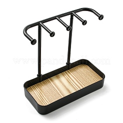 Пластиковая подставка для ювелирных изделий с деревянным подносом&nbsp;LS-AJEW-Z032-02A