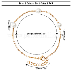 4шт 2-цветный набор браслетов из акриловых бусин с жемчугом для девочек и женщин&nbsp;BJEW-UN0001-21