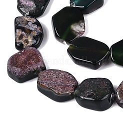 染め加工天然石瑪瑙ビーズ連売り  ナゲット  濃い緑  15~28x13~25x5~17mm  穴：1.2~1.8mm  約18個/連  13.39~14.96インチ（34~38cm）&nbsp;G-Q606-23E-03