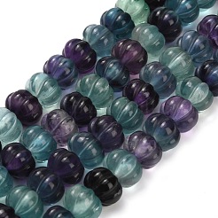 Нити резных бусин из натурального флюорита G-L634-O02-02