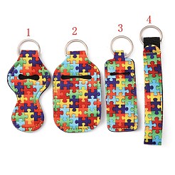 Неопреновый брелок для ключей с узором в виде пазлов&nbsp;KEYC-WH0024-16A