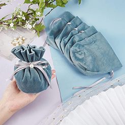 Бархатные сумки для бижутерии с кулиской и пластиковой имитацией жемчуга TP-NB0001-20C