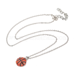 Lega di zinco giacinto strass palla sportiva ciondolo collane a catena cavo&nbsp;NJEW-U024-01P-03