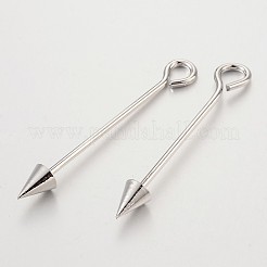 真鍮製スプリットアイピン  矢印  プラチナ  52~59x6mm  穴：4mm  ピン：1.5mm&nbsp;X-KK-O089-08P