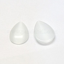 キャッツアイカボション  ティアドロップ  ホワイト  13x8x2.5mm&nbsp;CE-J001-8x13mm-05