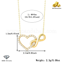 925 кулон в форме сердца с подвеской в виде бесконечности из стерлингового серебра с прозрачными кубическими цирконами и паве для женщин AT9328-1