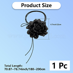 1 шт. ретро-ткань роза цветок вощеный шнур обертка колье колье для женщин NJEW-CP0001-05A